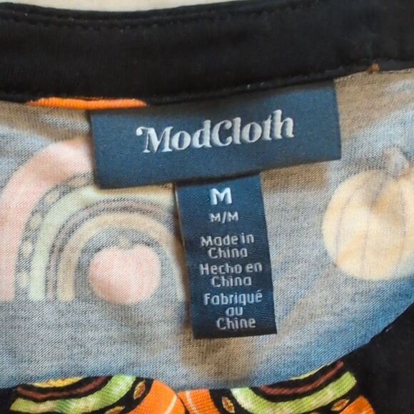 NWT ModCloth Winning Them Over Top Black Orange Pumpkin Halloween Size M - Picture 4 of 11